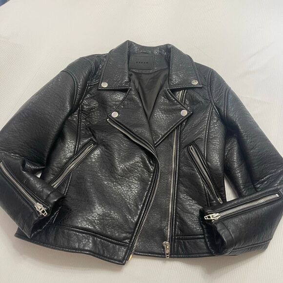 BLANK NYC Black Faux Leather Moto Jacket Size Medium - Picture 1 of 8